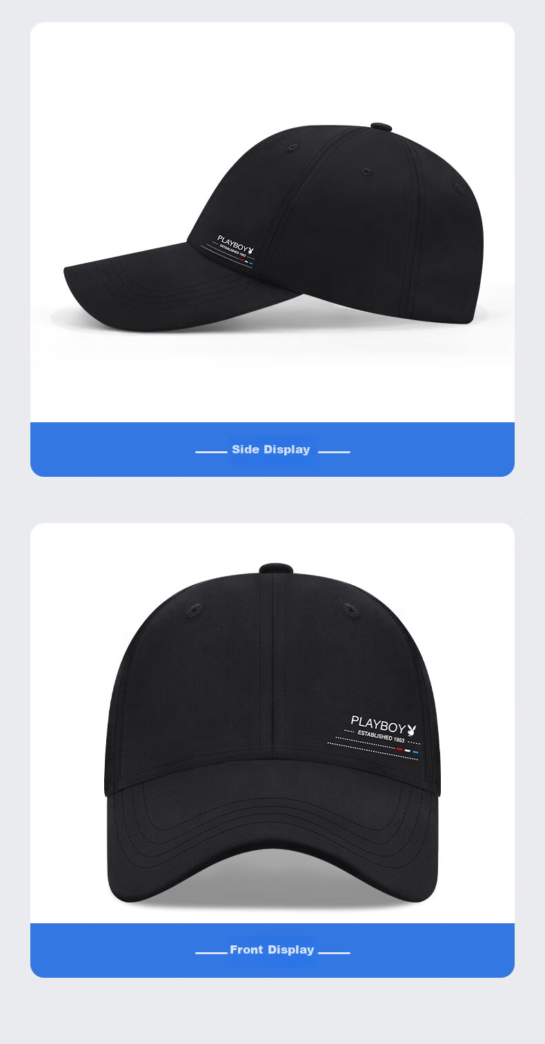 PLAYBOY Baseball Cap for Men, Trendy Casual Versatile Summer And All-Season Middle-Aged Outdoor Sun Protection Travel Visor Hat for Fishing 11