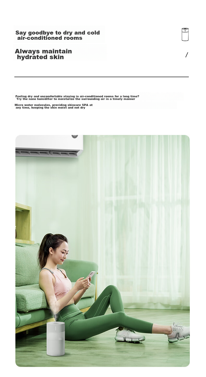 Kelleia Humidifier Mini Portable Creative Humidifier for Home, Car, Desk, Office, Bedroom, Dormitory Pink 9
