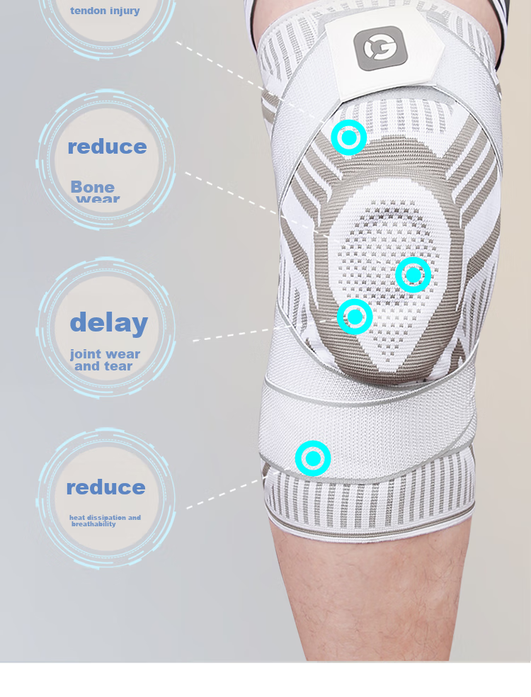 GINGPAI SPORT Professional Sports Knee Brace for Basketball And Running, Meniscus Injury Protection Sleeve with Strap, Large Size Hiking Knee Support for Men, White M Size 3