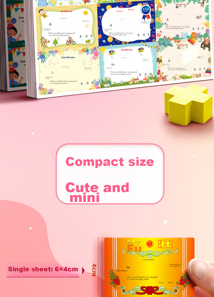 Yuhe Mini Small Certificate Stickers, Creative Cartoon Design for Primary School Students And Preschoolers, Reward And Praise Stickers with Text, Adhesive, Handwritten Honorary Certificates, 150 Stickers, 4260 Classic Style 13