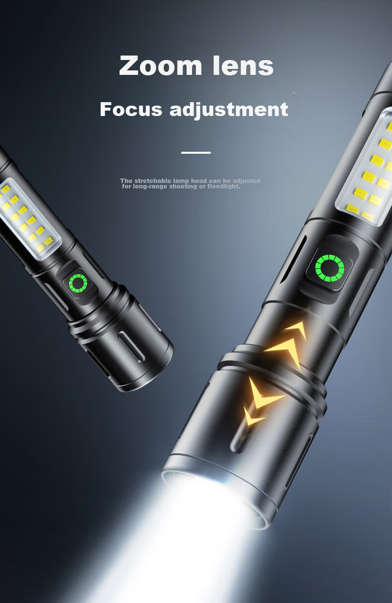 SHENYU Flashlight with High Brightness, Zoomable Lens, Long-Range Beam, Long Battery Life, Outdoor Survival Lighting, Emergency Power Outage Light, Sky-Piercing Beam, 100000 Lumens 7