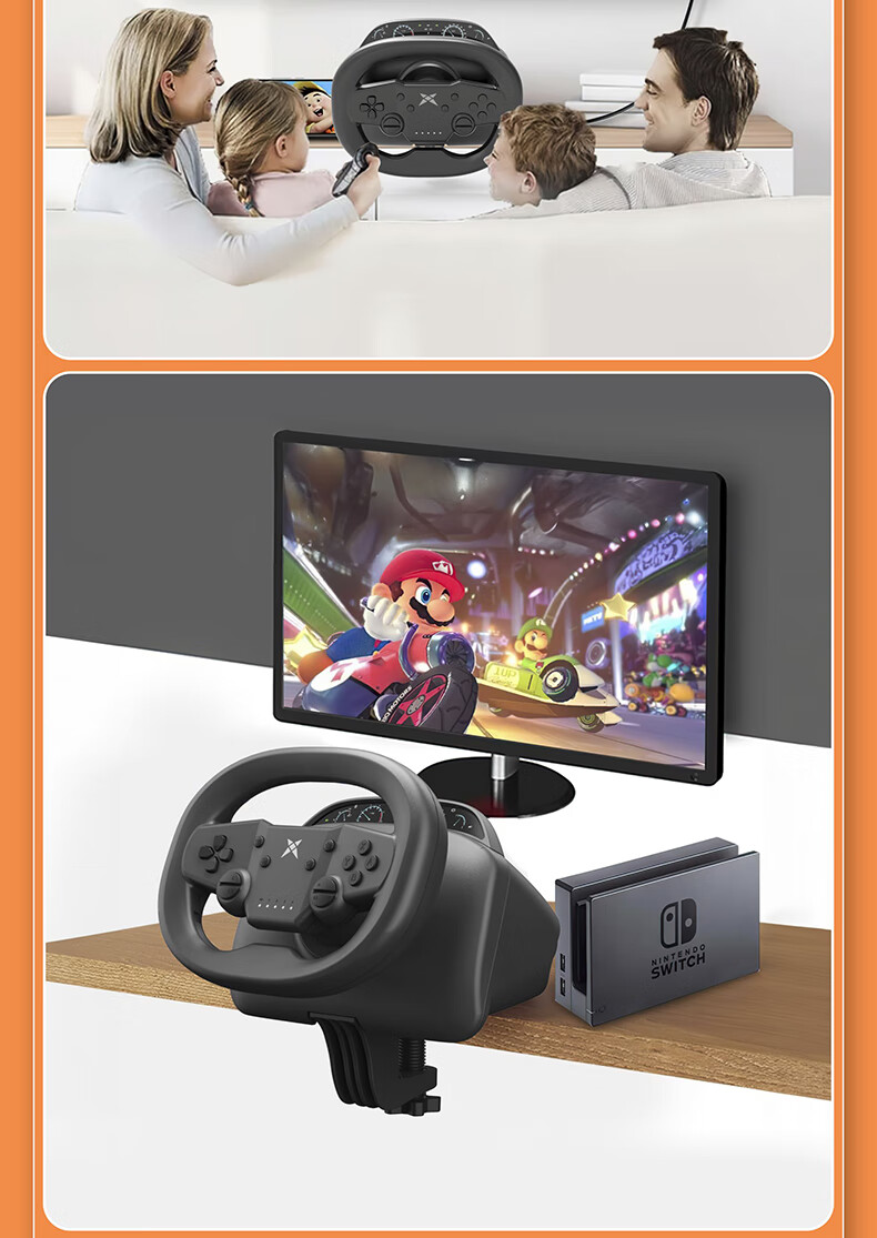 KETENG Switch Bluetooth Wireless Game Steering Wheel, Mario Racing Game, Run Run Karting, QQ Racing, PC Extreme Racing, Speeding Car Simulator, 2 Atmosphere Dashboard Driving Controller 13
