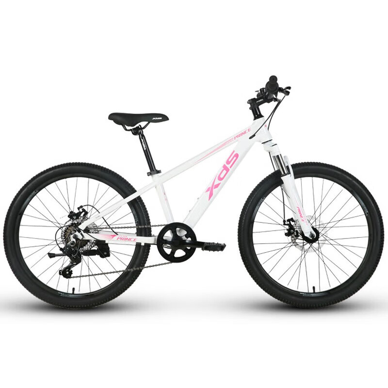 Xds Youth Mountain Bike Little Prince 7-Speed Disc Brake Internal Cable Routing Frame, White And Pink, 24 Inches