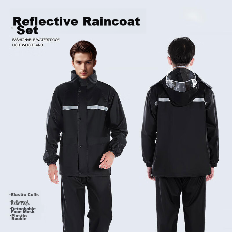 BWNK Raincoat And Poncho Single-Person Two-Piece Set, Electric Scooter Windproof Two-Piece Raincoat for Men And Women XL