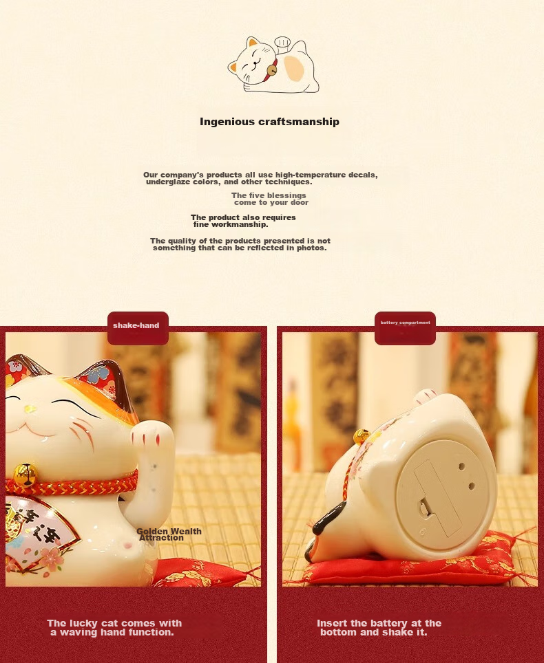 Bangushan Lucky Cat Money-Pillar Ornament, Business Opening Home Living Room Good Luck Savings Jar, Children Students Birthday Gift 2
