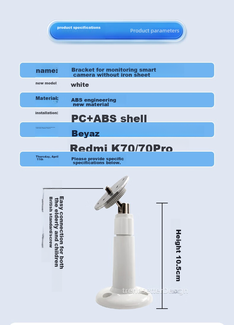 Trendsetter Suitable for Yingshi Camera Bracket C6c/c7/h6/h6c/h7c/cp1/xp1, Surveillance Fixed Wall-Mounted Hanging Inverted Installation Bracket 9