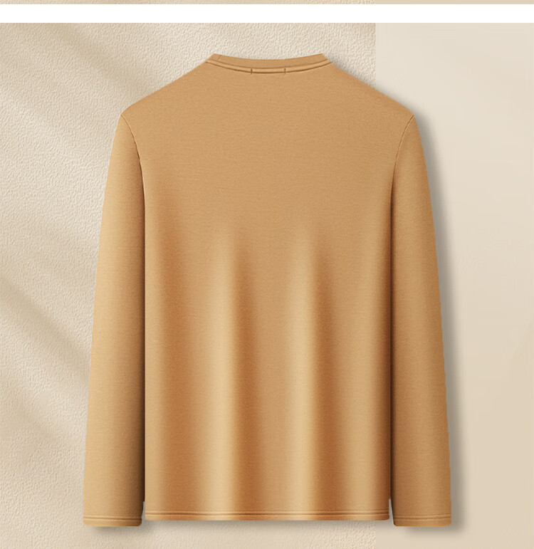 MONTAGUT [Leather Plaid Patchwork & Fleece-Lined Warm] Autumn And Winter Cotton Skin-Friendly Round Neck Long-Sleeve Sweatshirt, Gray-Blue, Size 54 3