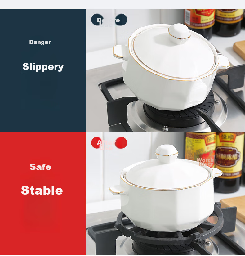 Qijiaoban Gas Stove Stand, Cast Iron Non-Slip Pot Rack with Four Claws, Universal Small Milk Pot Rack, Stove Stand Anti-Slip Support for Gas Stoves 3