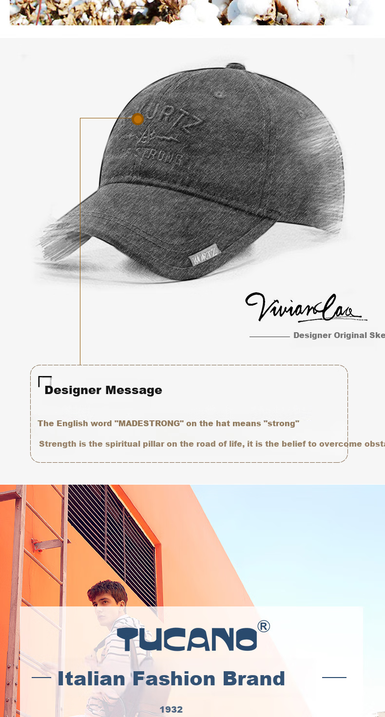 TUCANO Men's Hat, Korean Style Versatile Baseball Cap, Spring And Summer Trendy Fashionable Outdoor Hiking Cap, K508 2