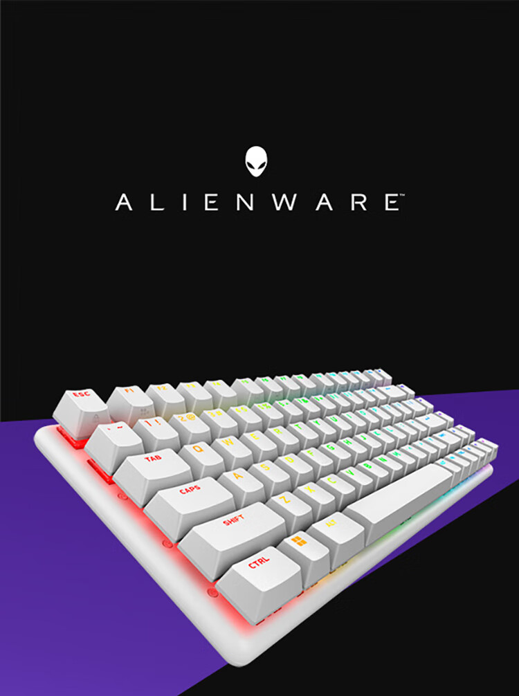Alienware Pro Professional Edition Three-Mode Wireless Compact TKL Gaming Mechanical Keyboard for Home And E-Sports, Long Battery Life, Hot-Swappable, Holiday Gift, White 1