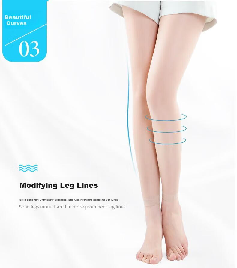 Mianshisan Women's Summer Thin Nine-Point Anti-Snag Invisible Transparent Black Nude Color Seamless Pantyhose without Foot Opening 6