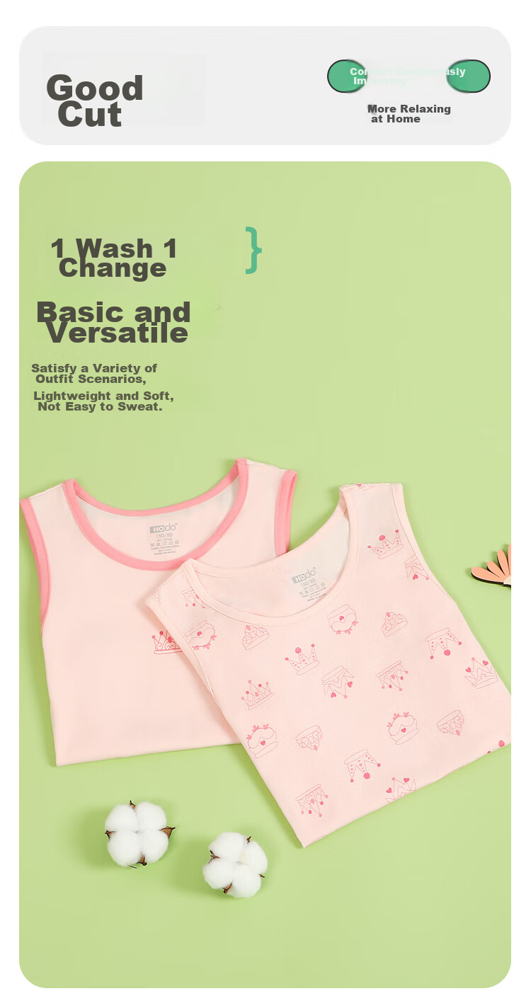 Hodohome Children's Tank Top for Girls, Summer A-Class Pure Cotton Thin Camisole, Cute Undershirt for Baby Girls, 802 160 9