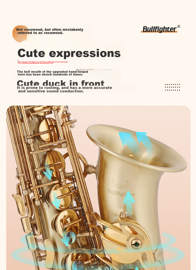 Bullfighter Saxes Instrument, Bass E-Flat Tuning, Double Reed Band, Professional Performance, Grading Exam, Universal Use 5