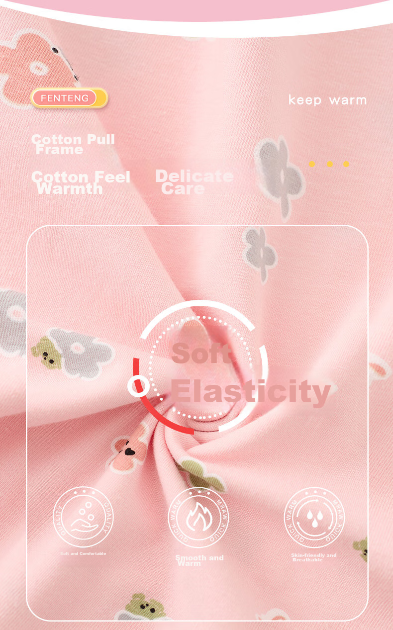 Fenteng Children's Thermal Underwear 7A Antibacterial Long Sleeve Pullover Autumn Pajama Set for Older Kids 31