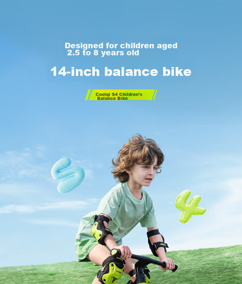 COOGHI Children's Balance Bike for Ages 3-8, Toddler Scooter, 14-Inch Lightweight Frame, Big Kids' Leisure Inflatable Wheel S4 Kuqi 6