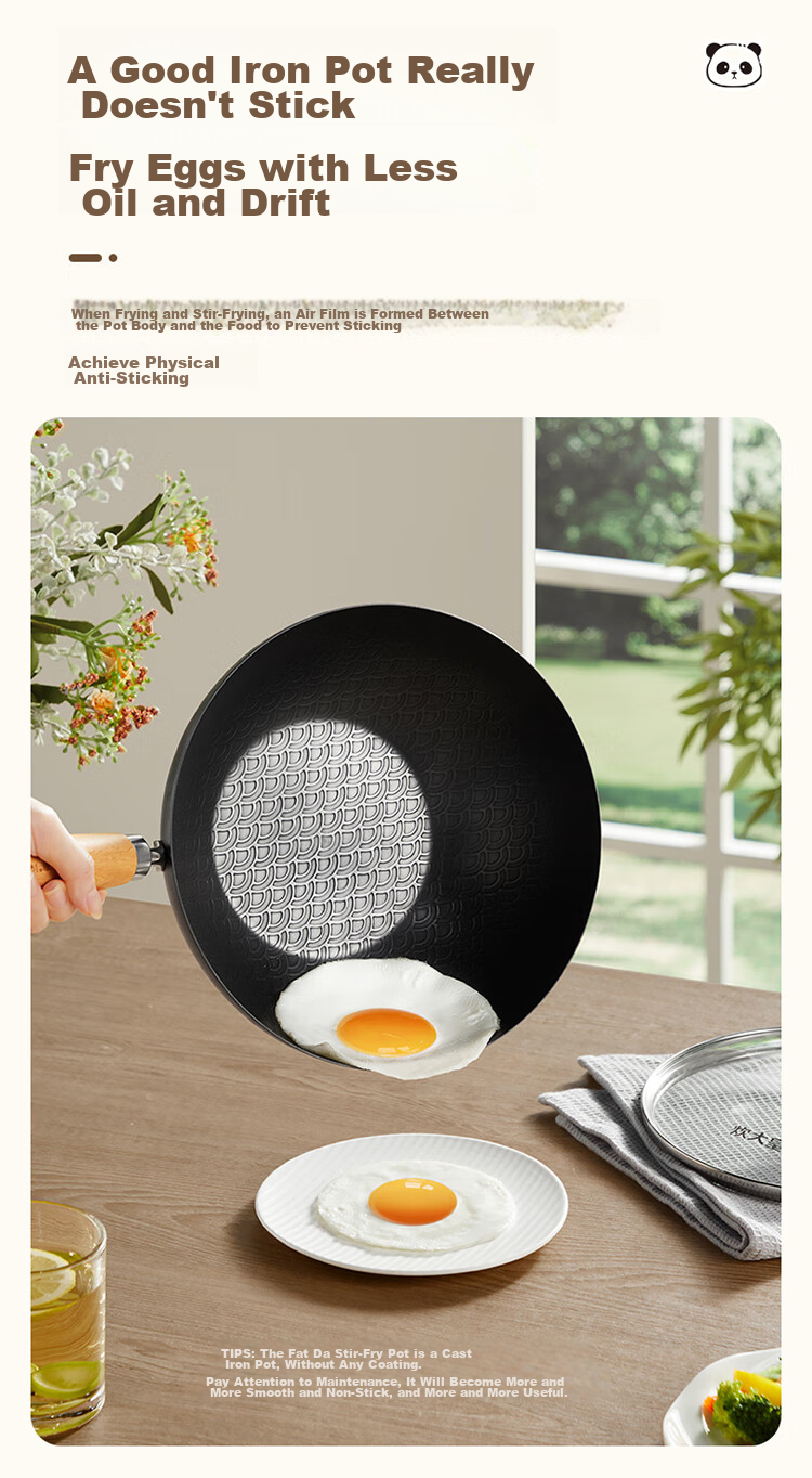 COOKER KING Small Iron Wok, Frying Pan for Home Use, Flat Bottom Pan, Baby Food Pot, Single Serving Pan for Induction Cooker, 20cm 2