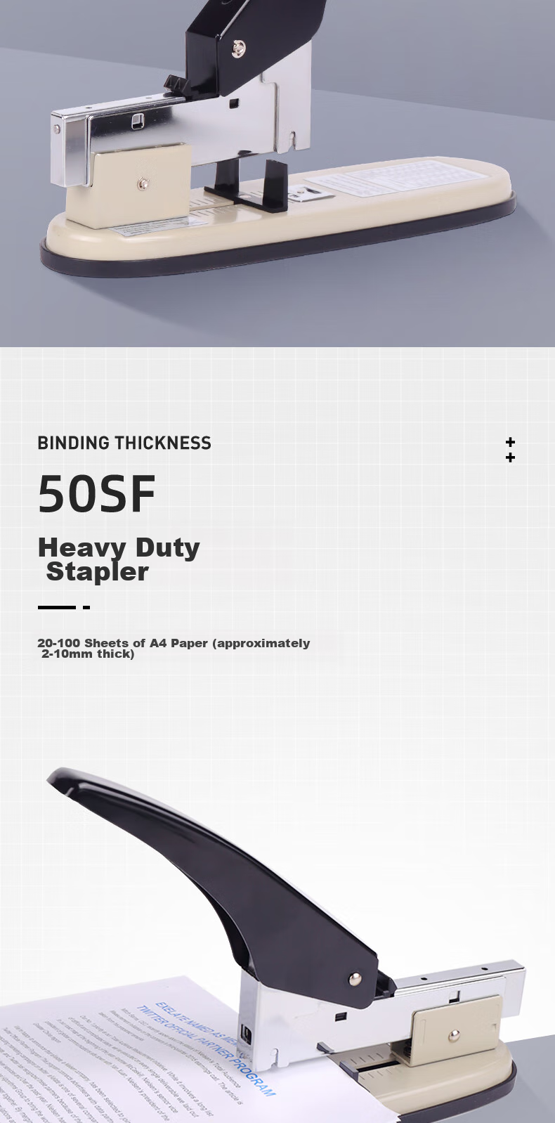 KW-Trio Heavy-Duty Stapler, Large Capacity Office Stapler, Thickened 23 Series, Can Staple up to 100 Pages 3