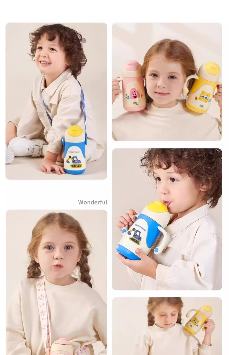 Scoornest Children's Insulated Cup with Straw, Baby Upgraded Seagull Valve, Infant Sippy Cup, Milk Bottle, Water Cup 3