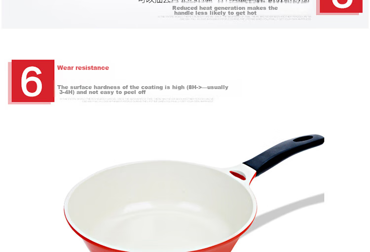 LOCK&LOCK Colorful Low-Oil Non-Stick Frying Pan with Salt Flat Bottom Ceramic Pan for Induction And Gas Stoves, Red, 28cm 16
