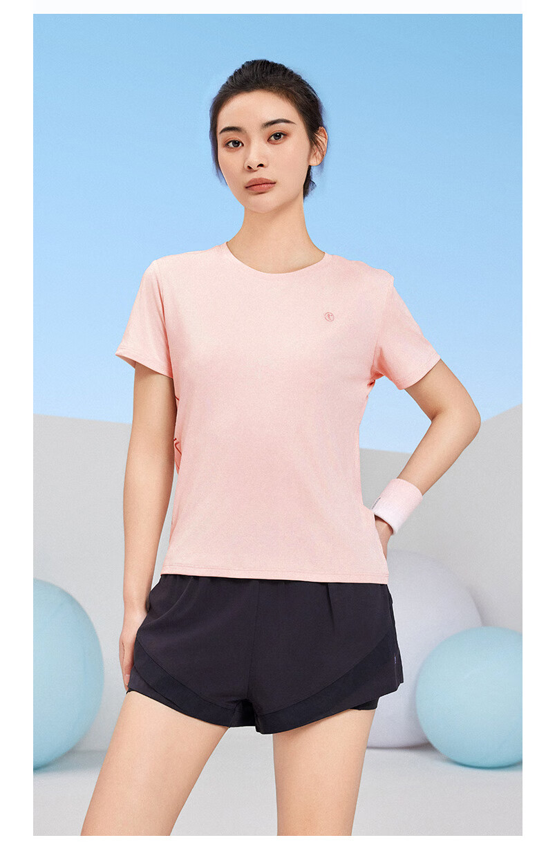 QIAODAN Women's Short-Sleeve T-Shirt, Summer Breathable Quick-Dry Round Neck Sports Running T-Shirt Top for Wome 8