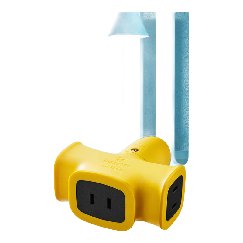 BULL Shockproof Socket Power Strip Extension Cord, Outdoor Yellow Cable Reel, Surface-Mounted Multi-Outlet Socket, New National Standard GN-C221X without Power Cord