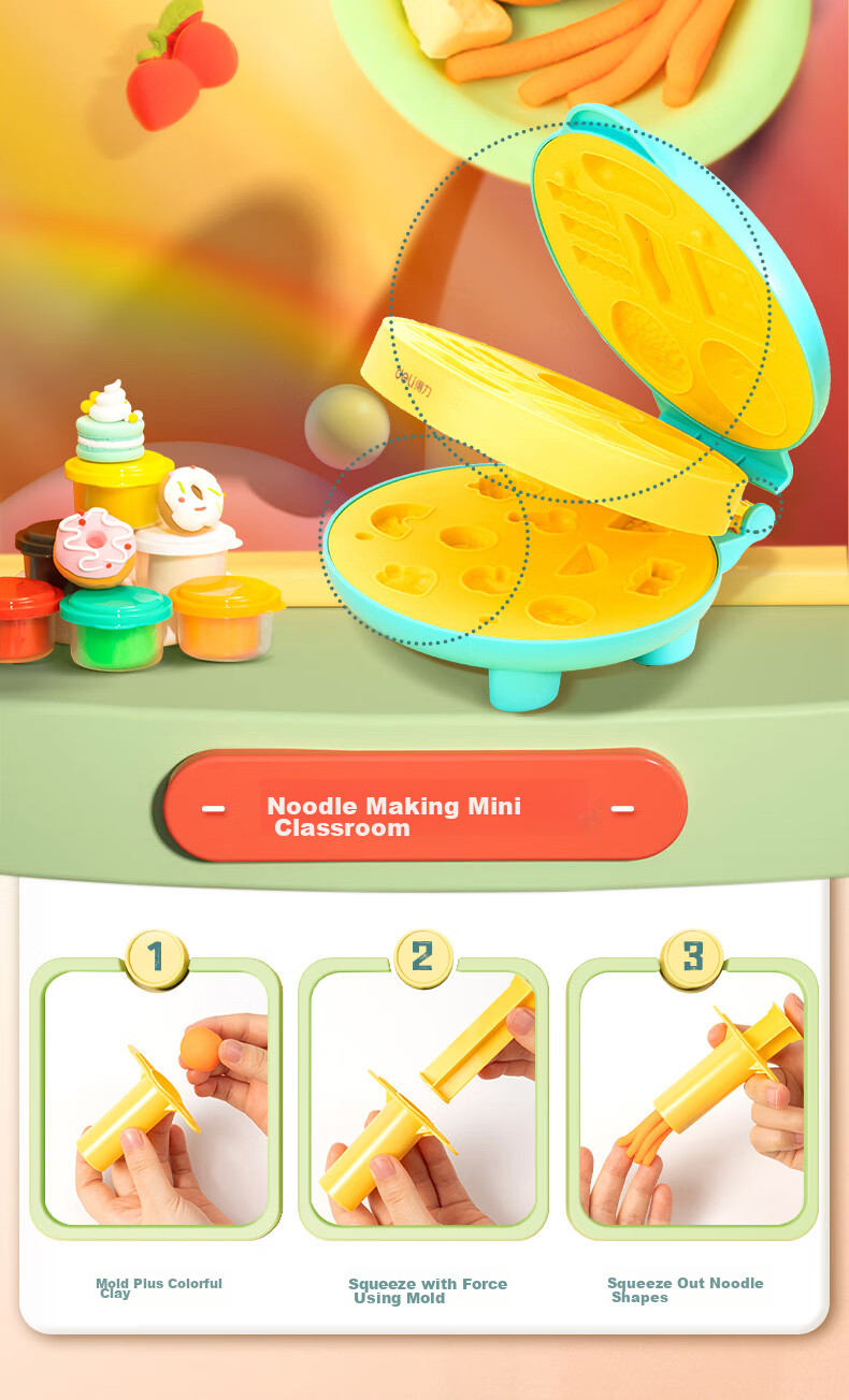 Deli Clay Machine, Burger Maker, Non-Clay Playdough for Children, Boys And Girls, Colorful Clay, Non-Toxic Toy for Kids, Birthday Gift 24