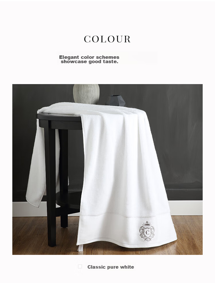 Canasin Five-Star Hotel Pure Cotton Large Bath Towel, Crown Embroidery, Thickened Absorbent Bath Towel for Men And Women, White, 150*80cm 12