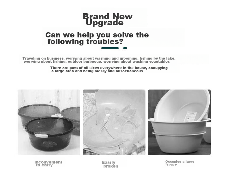 NOLANSEND Travel Folding Basin, Washbasin for Home And Dormitory Use, Portable Military Training Essential, Water Basin in Gray And White - Medium Size 2