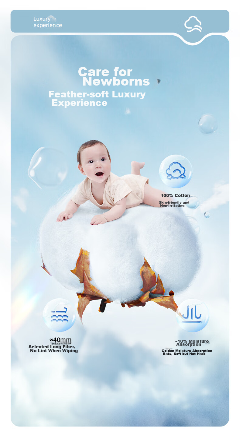 Deyou Baby Cotton Soft Wipes, Pure Cotton Dry And Wet Use Facial Tissues, Baby Gentle Paper Towels, Disposable Face Wipes, 80 Sheets Per Pack, 10 Packs 8