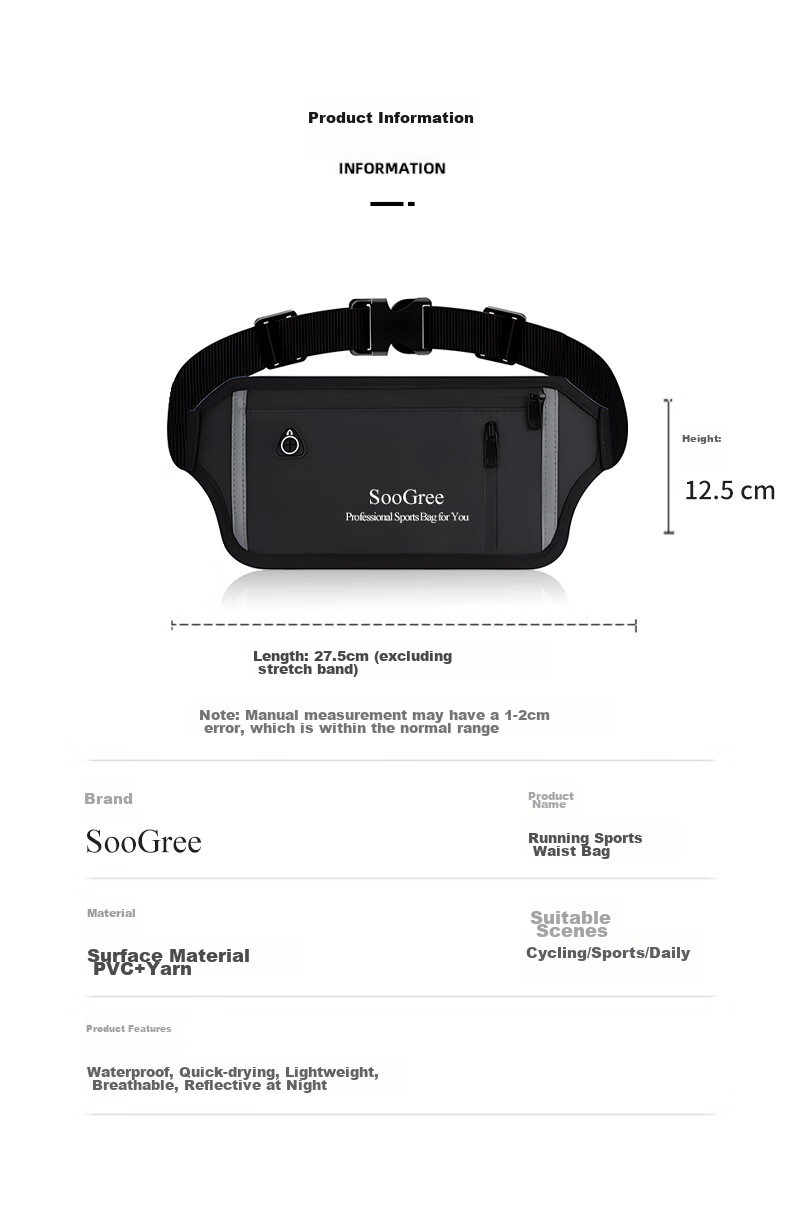 SooGree Sports Running Phone Waist Pack for Men And Women, Outdoor Cycling Hiking Lightweight Storage Waterproof Marathon Gear Bag 10