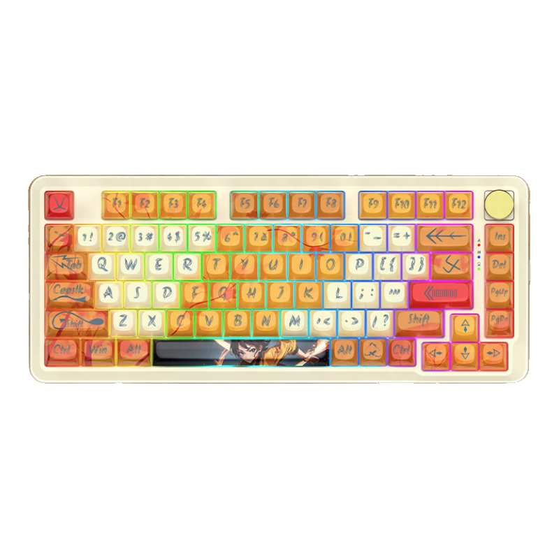 REDRAGON KS82 PRO Wired/wireless/Bluetooth Tri-Mode Customizable Mechanical Keyboard with Full Hot-Swappable Keys, Five-Sided Hot Anodizing, Kungfu Kid - Su Luo Switches