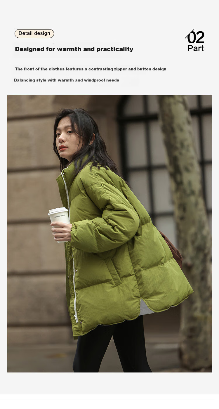 Dme [Avocado Good Mood] Winter Lightweight Stand Collar Warm 90% Duck Down Filling Versatile Women's down Jacket 7