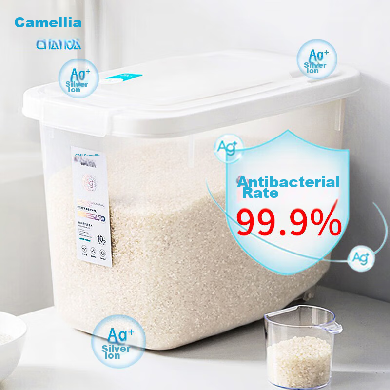 CHAHUA Rice Storage Container, Antibacterial Flour Bin Rice Jar Storage Box, Rice Container Flour Jar, 20 Jin Capacity