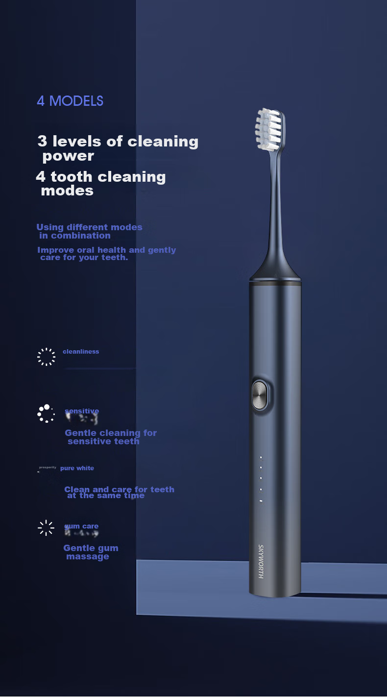 Skyworth Electric Toothbrush for Adults, Rechargeable Smart Sonic Couple's Automatic Toothbrush, Long Battery Life for Men And Women Students, Valentine's Day Couple Gift Box Set, Single Pack P16 Pink Model 5