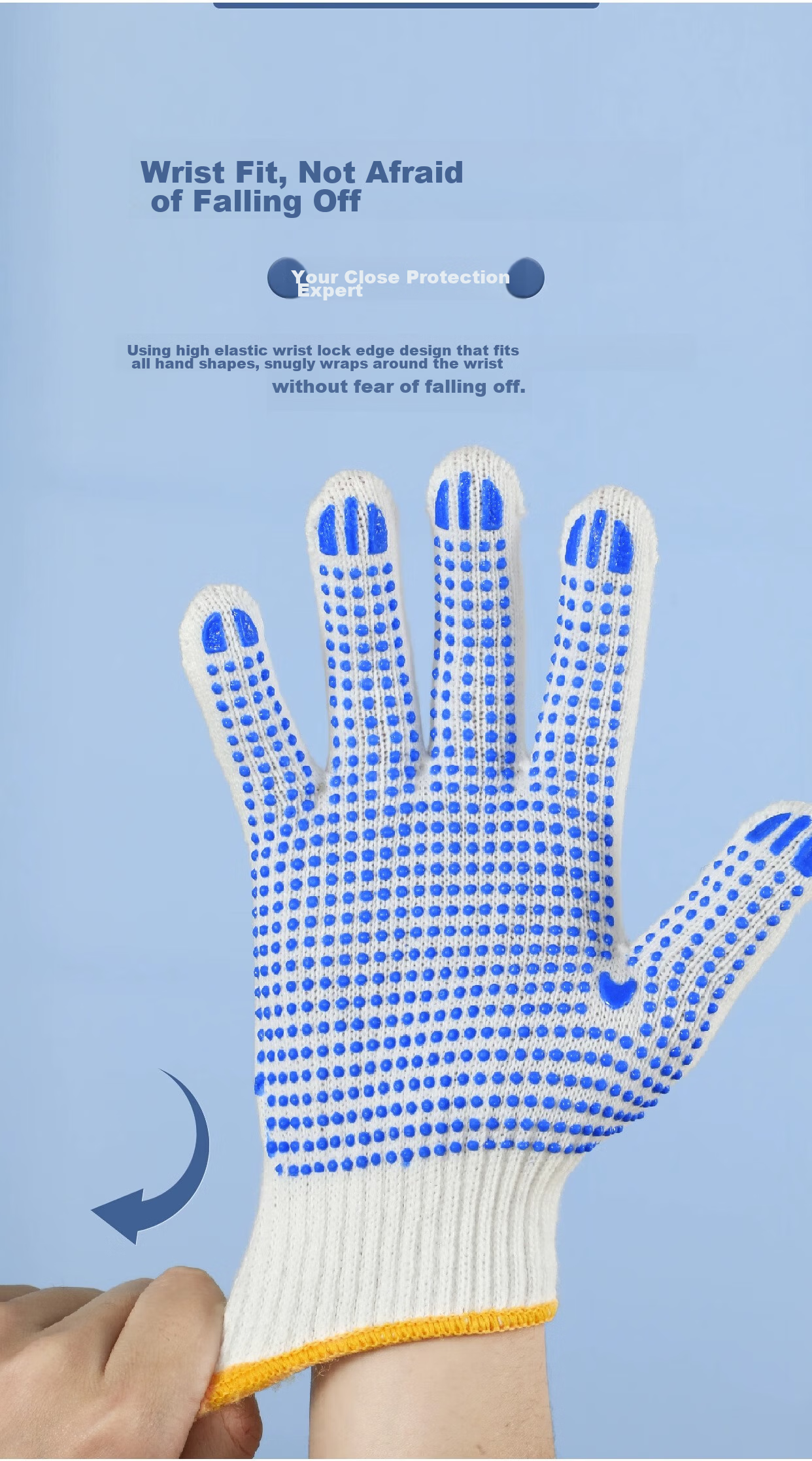 Qianjiadi Work Gloves, Protective Gloves, Non-Slip, Dotted Glue, Wear-Resistant, Threaded Gloves, Thickened Dotted Glue Gloves for Construction Sites, Work Gloves for Men And Women, 12 Pairs 10