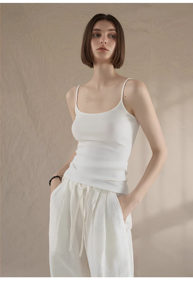 LangSha Women's Summer Camisole Tank Top, Slim-Fit, Figure-Flattering, Sleeveless Undershirt, Large Size, Inner Wear 14