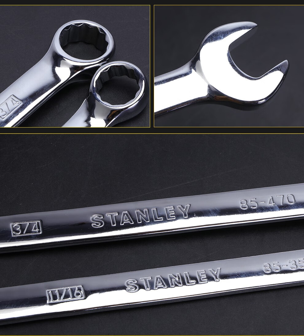 STANLEY Dual-Use Wrench Set Imperial Polished Chrome Vanadium Steel 11-Piece 94-400-22 7