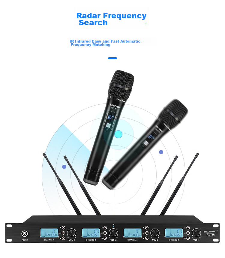 SAST OK-79 Wireless Microphone System with One Transmitter And Four Receivers, Handheld Teaching Microphone, U-Segment Microphone for Engineering Meetings And Large Conferences, Dynamic Microphone for Conference Rooms 9