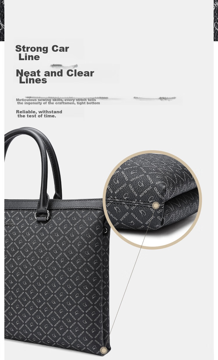 Goldlion Business Briefcase, Stylish PVC Men's Bag, Laptop Bag with Large Capacity, Horizontal Style Handbag, Birthday Gift 7