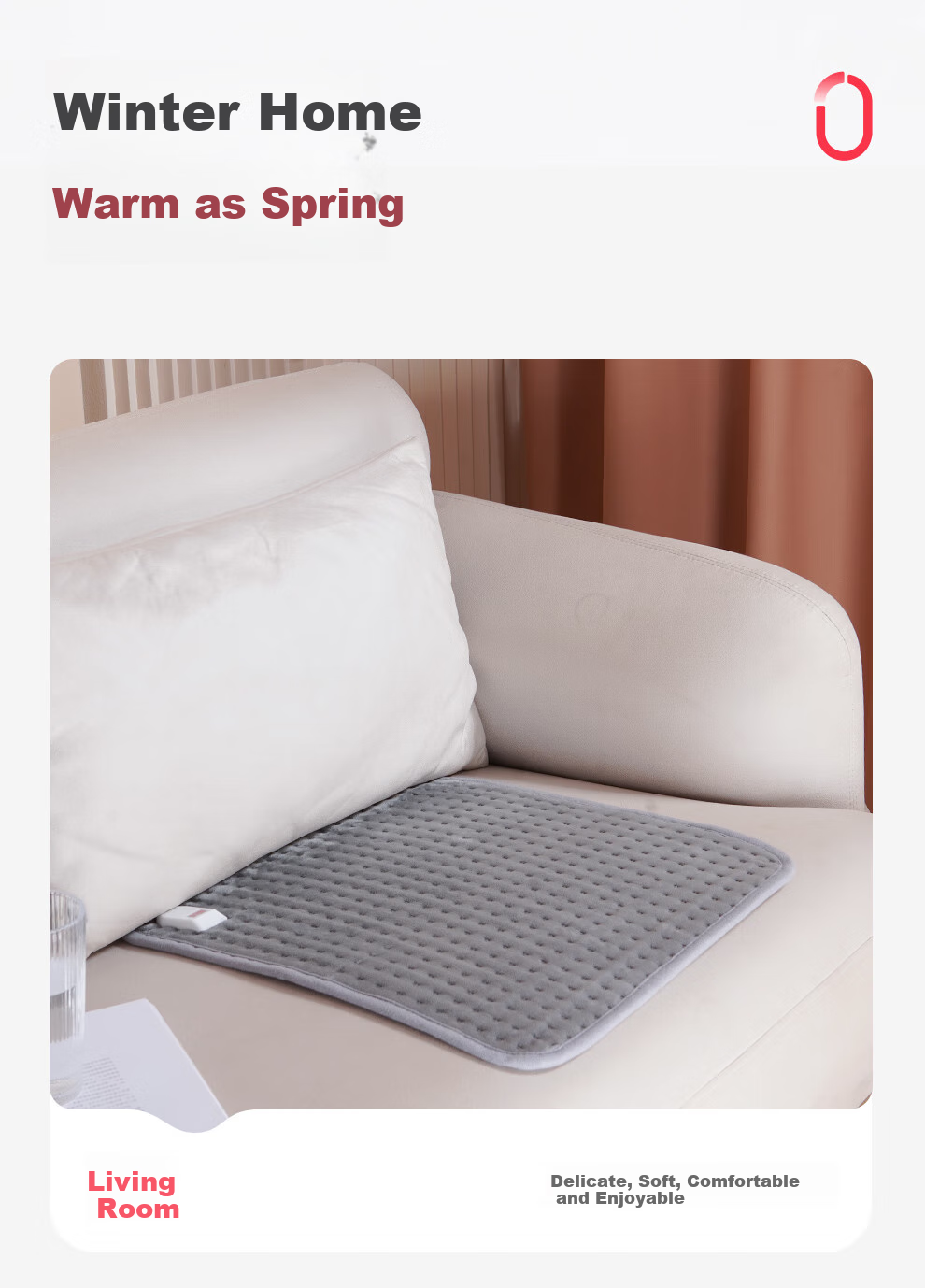 RAINBOW Electric Heated Office Chair Pad, Plug-In Heating Seat Cushion, Three-Temperature Adjustable Flannel Fabric 13