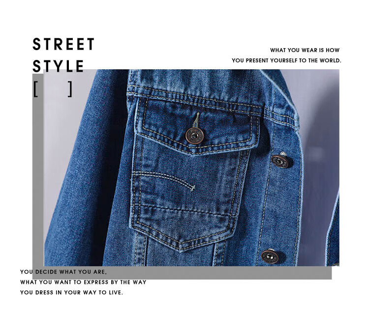 Jeanswest Men's Denim Jacket, 2026 Autumn Season, Soft Comfortable Trendy Lapel Jacket, Men's Outerwear, Dark Blue, Size L 12