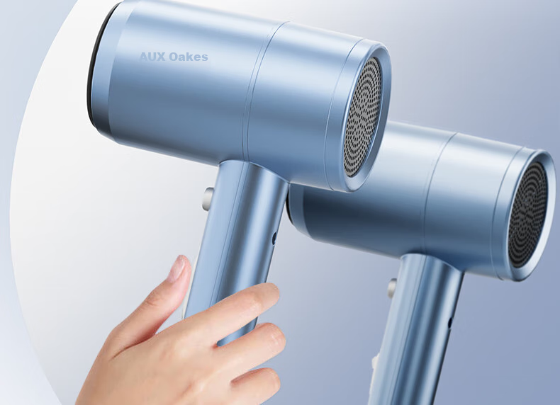AUX Hair Dryer for Home Use, 1800W High Power, Strong Airflow, Quick-Drying, Hot And Cold Air Adjustable, Negative Ion Hair Protection, Constant Temperature, Gentle on Hair, Quiet Electric Hair Dryer, Blue Color 25