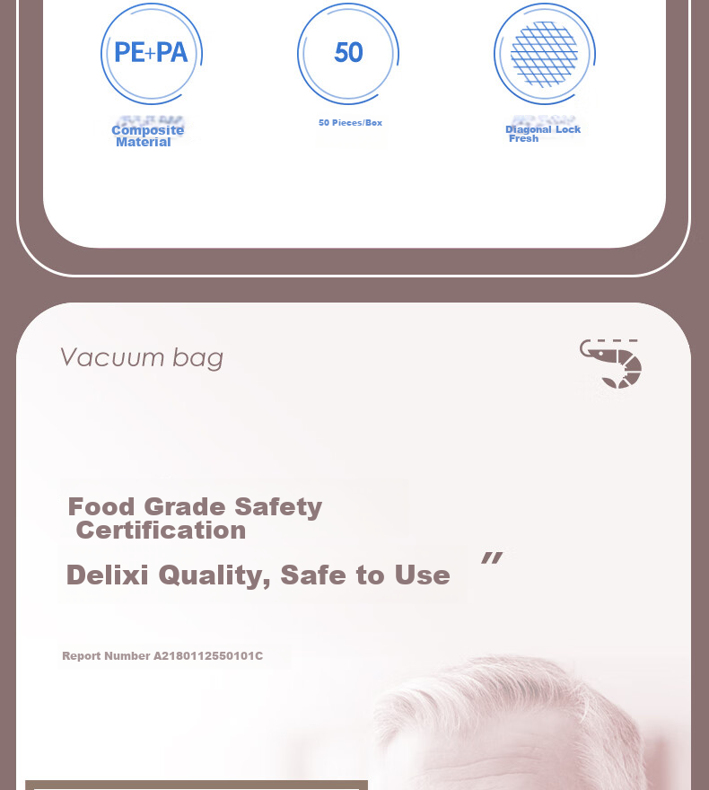 Deli Vacuum Sealing Machine, Food Preservation Packaging Machine for Home And Commercial Use, with Food Vacuum Sealing Bags, Safe Food Grade Material, 30*40CM/50 Pieces, Upgraded Version 14917 9