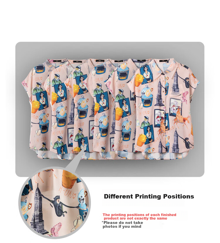 Dme [Abstract Printed And Dyed Blouse], Summer Turndown Collar Pocket Patchwork Organdy Shirt, Women's Top 9
