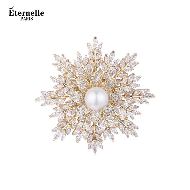 Eternelle French Eternal Design-Inspired Brooch for Women, Elegant Snowflake Pin, High-End Exquisite Silk Scarf Clasp, Birthday Gift