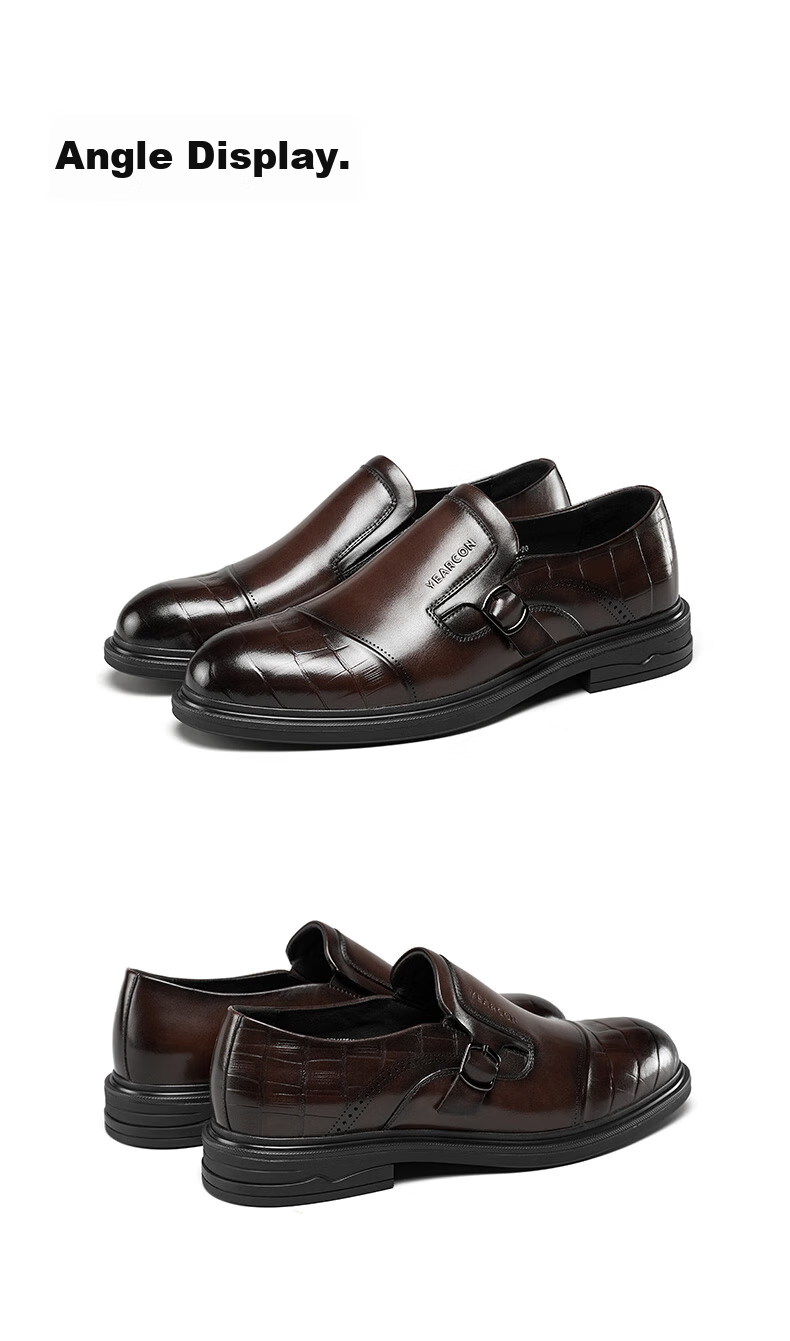Yierkang Men's Leather Shoes, Business Formal Dress Shoes, British Style Loafers, Groom Wedding Shoes, 54277W Black Size 44 36