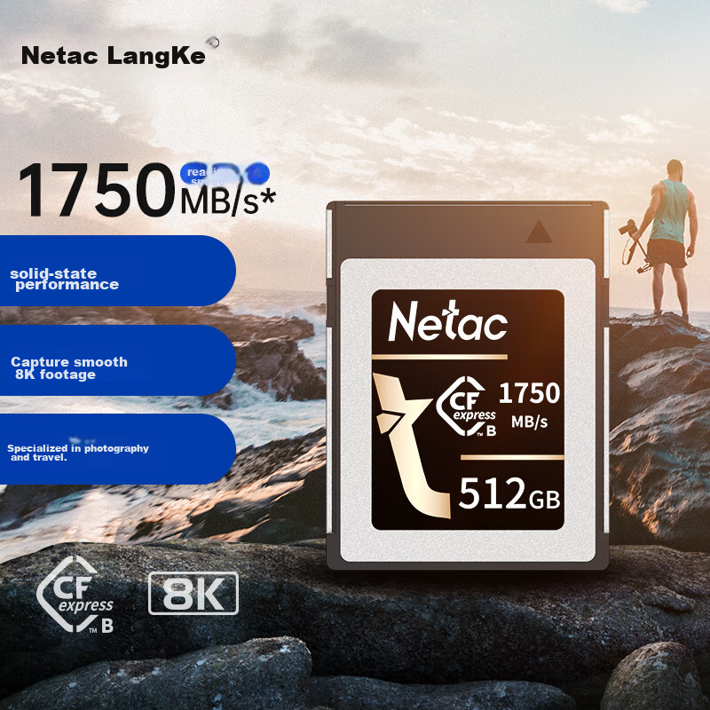 Netac 512GB CFexpress Type B Memory Card CF2000 Series Read 1750MB/s Mirrorless Fuji Canon Nikon Compatible 8K Video Memory Card CF Card