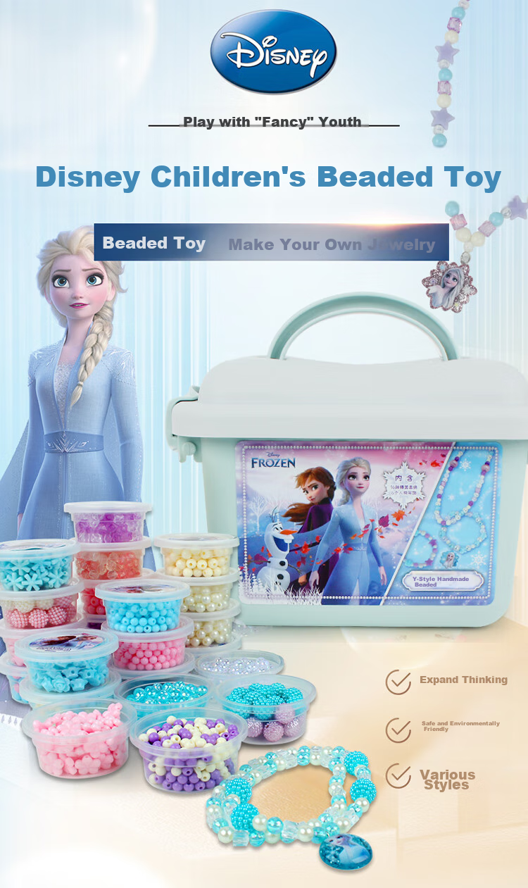 Disney Frozen Elsa Princess Dopamine Beaded Children's DIY Necklace Jewelry, Girls' Pretend Play Toy Gift 1