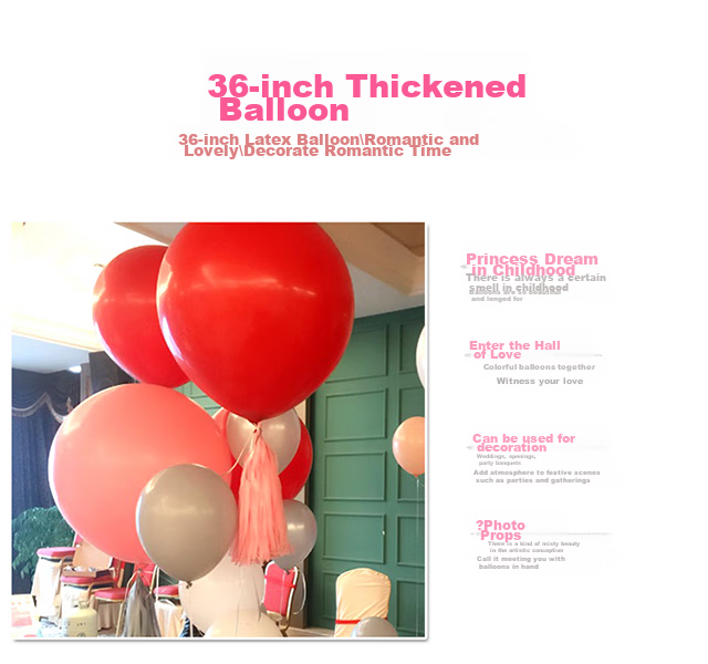 Jingtang 36-Inch Large Balloon, Colorful Thickened, for Baby's First Birthday Decoration, Outdoor Use, Xiaohongshu Photo Props, 5 Pieces 3