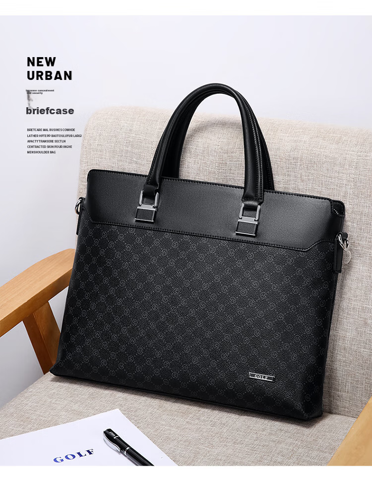 GOLF Briefcase, Men's Handbag, 14-Inch Laptop Bag, Business Office Travel Shoulder Crossbody Bag 4